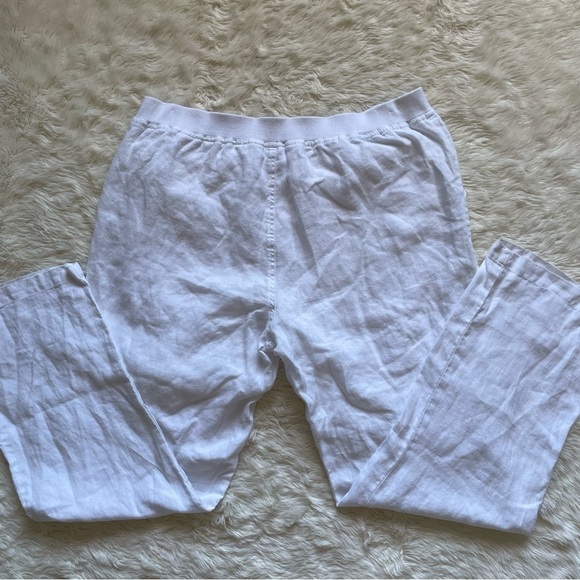 Coldwater Creek Pants Pull On Elastic Waist 100% Linen White 16 - Picture 3 of 12